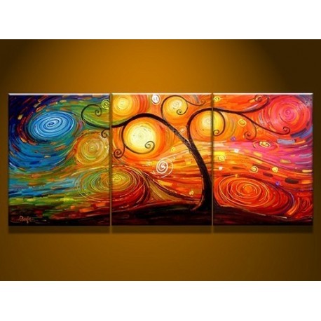 458x458 Tree Colors 2 Abstract Oil Painting On Sale! - 3 Piece Tree Painting