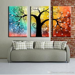 300x300 3 Piece Canvas Art, 3 Panel Wall Art, Hand Painted Art Painting - 3 Piece Tree Painting