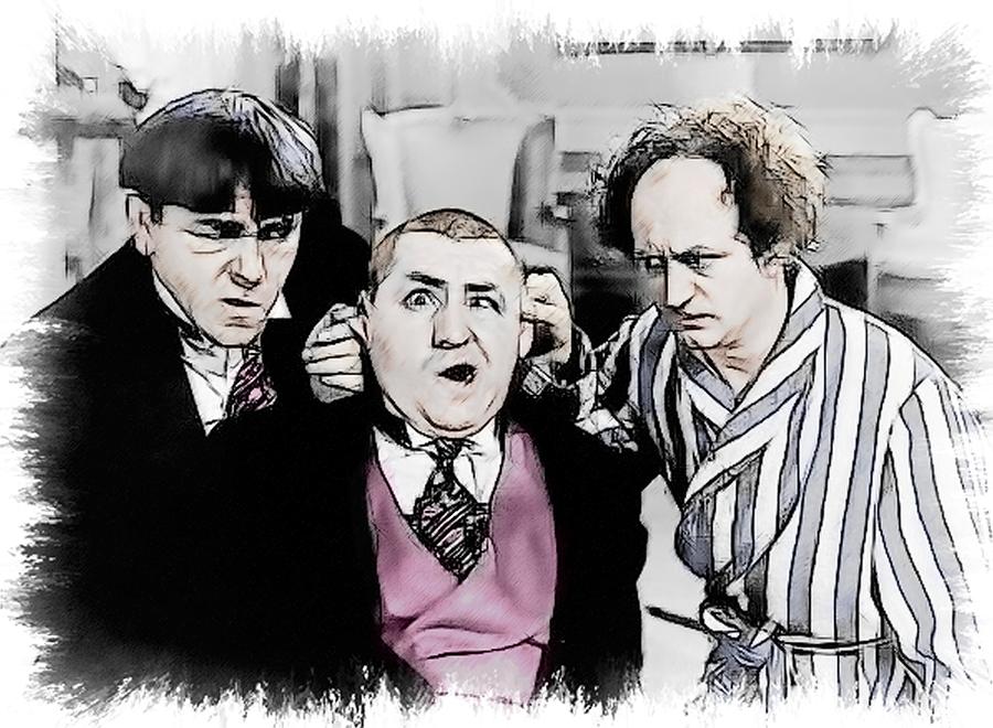 900x660 3 Stooges Can You Hear Me Now Painting By Dwayne Graham - 3 Stooges Painting
