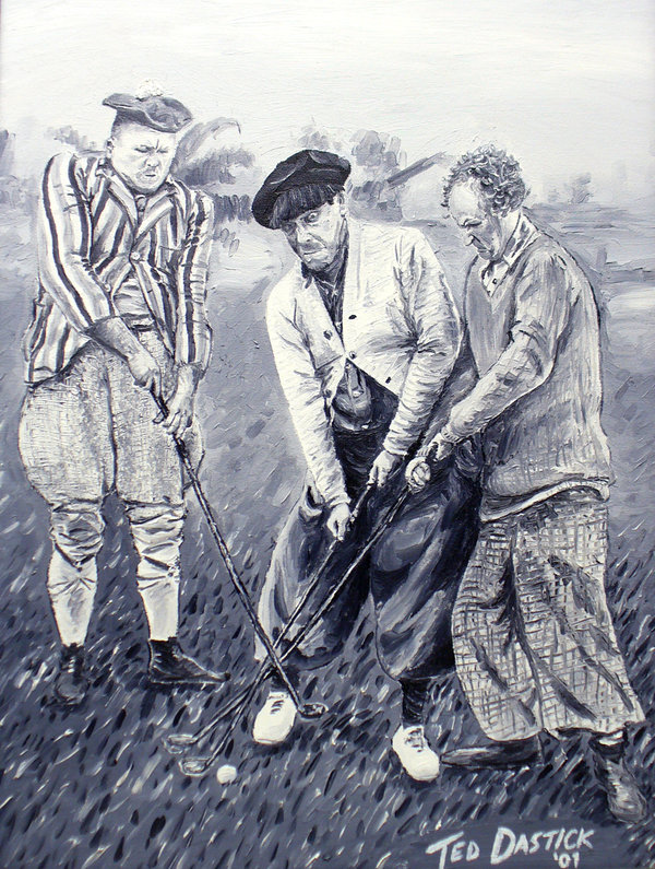 600x795 Three Stooges Golf Painting By Tdastick - 3 Stooges Painting