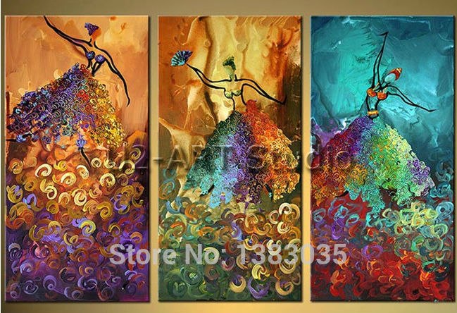 649x444 Hand Painted Abstract Dancer Canvas Oil Painting Woman Picture - 3 Women Painting