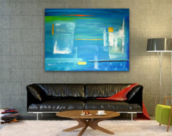 340x270 Geometric Painting Abstract Landscape Modern Original Art - 36 X 48 Painting