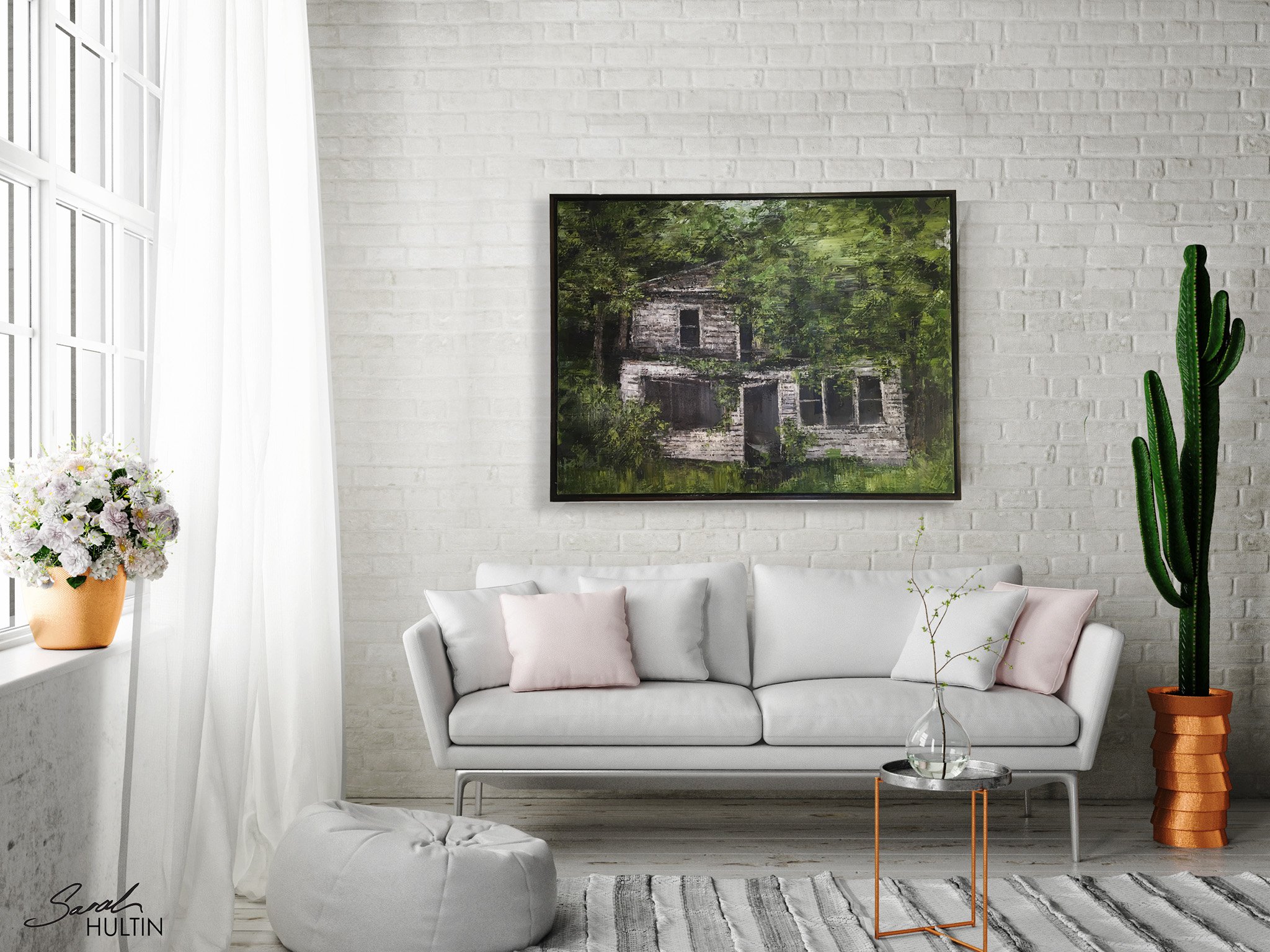 2048x1536 Tangled Structure Abandoned House Painting By Sarah Hultin - 36 X 48 Painting