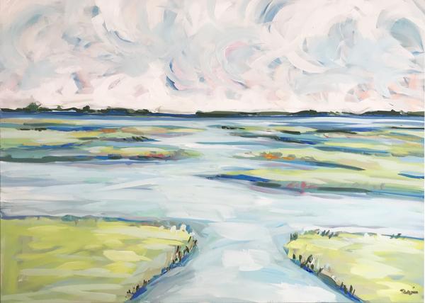 600x428 Abstract Marsh Painting On High Profile Canvas, Large Canvas - 36 X 48 Painting