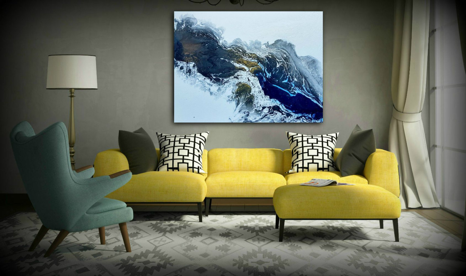 1500x888 Black And White Painting 36 X 48 Abstract Painting Acrylic - 36 X 48 Painting