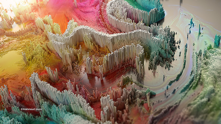 721x406 Digitally Rendered 3d Abstract Paintings Look Like Miniature Worlds - 3d Abstract Painting