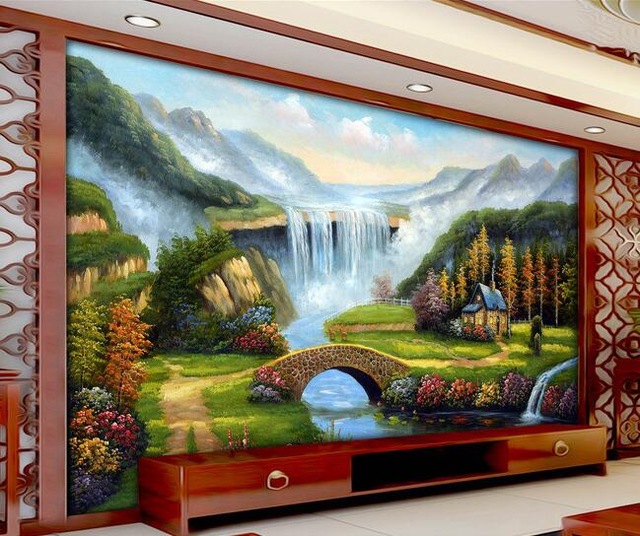 640x536 3d Wallpaper Custom Mural Non Woven Wall Stickers Waterfall Water - 3d Landscape Painting
