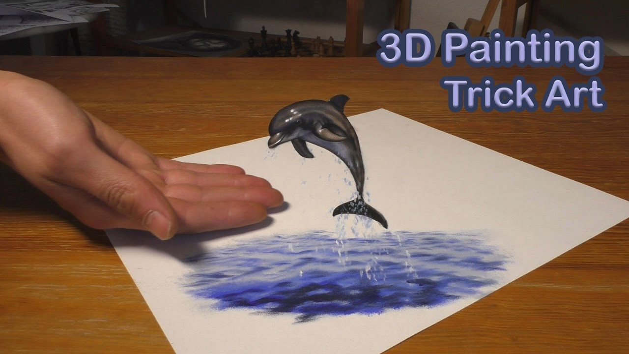 1280x720 Dolphin Fish Painting In 3d Trick Art Illusion - 3d Painting