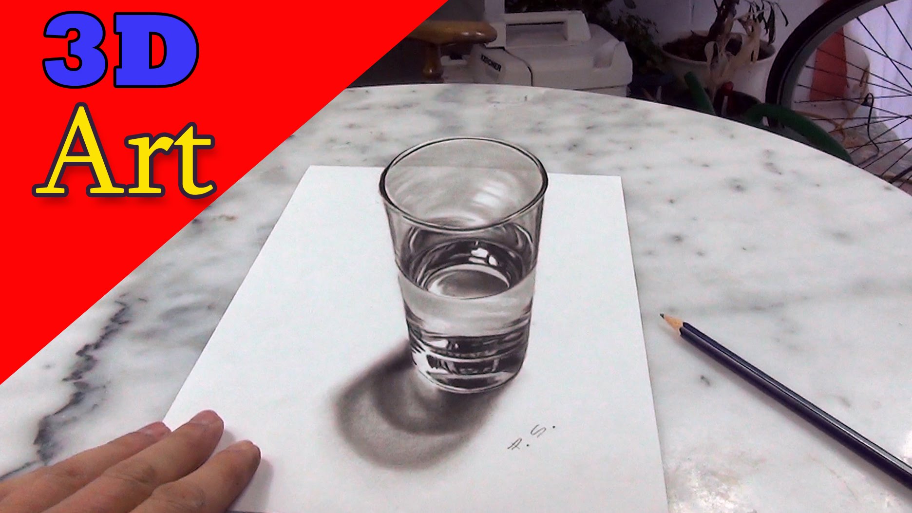 1872x1053 How To Draw A Glass Of Water 3d Painting Anamorphic Illusion - 3d Painting
