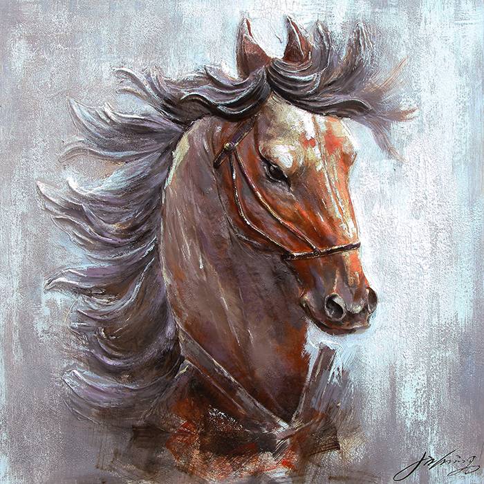 700x700 3d Painting Canvas Horse 100x100cm Eliassen.nl - 3d Painting On Canvas
