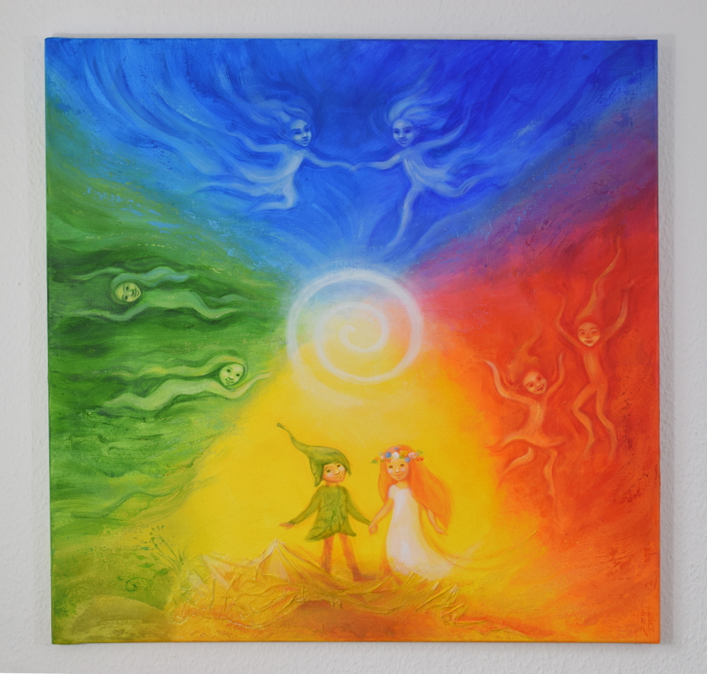 1000x953 Large Painting For Children The Four Elements - 4 Elements Painting