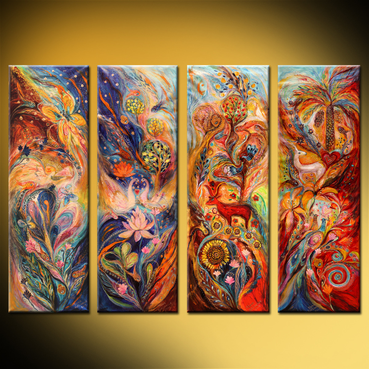 1200x1200 Painting Four Elements Air, Water, Earth And Fire (Original - 4 Elements Painting