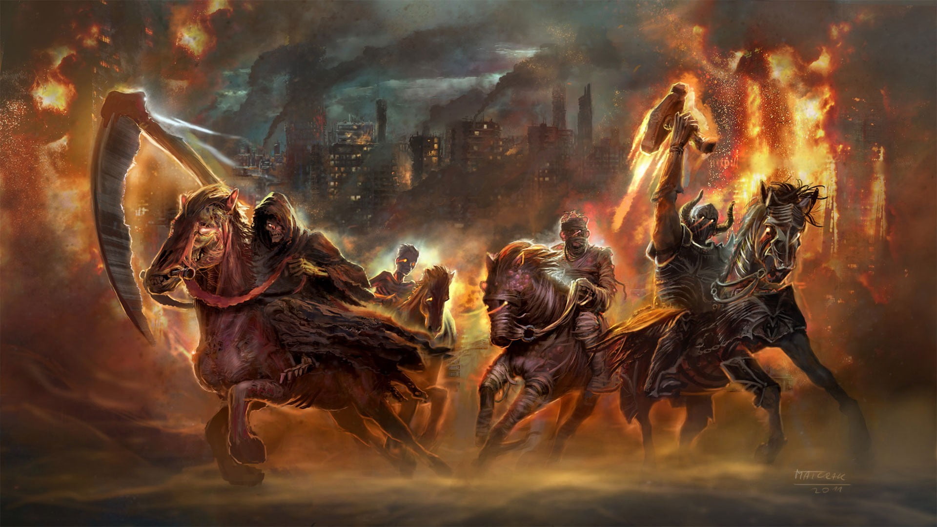1920x1080 Video Game Poster, Four Horsemen Of The Apocalypse, Horse, Fantasy - 4 Horsemen Of The Apocalypse Painting