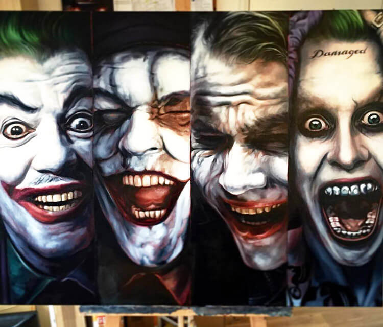 750x640 Joker Page 2 Large Art Gallery Inked One - 4 Jokers Painting