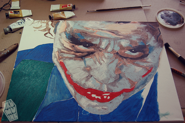 648x432 Joker 4 Oil Painting Wip 1 - 4 Jokers Painting