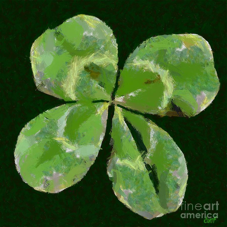 900x900 Lucky Four Leaf Clover Painting By Dragica Micki Fortuna - 4 Leaf Clover Painting