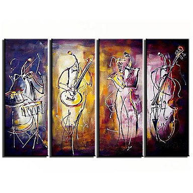 384x384 Hand Painted Abstract Oil Painting With Stretched Frame Set Of 4 - 4 Painting