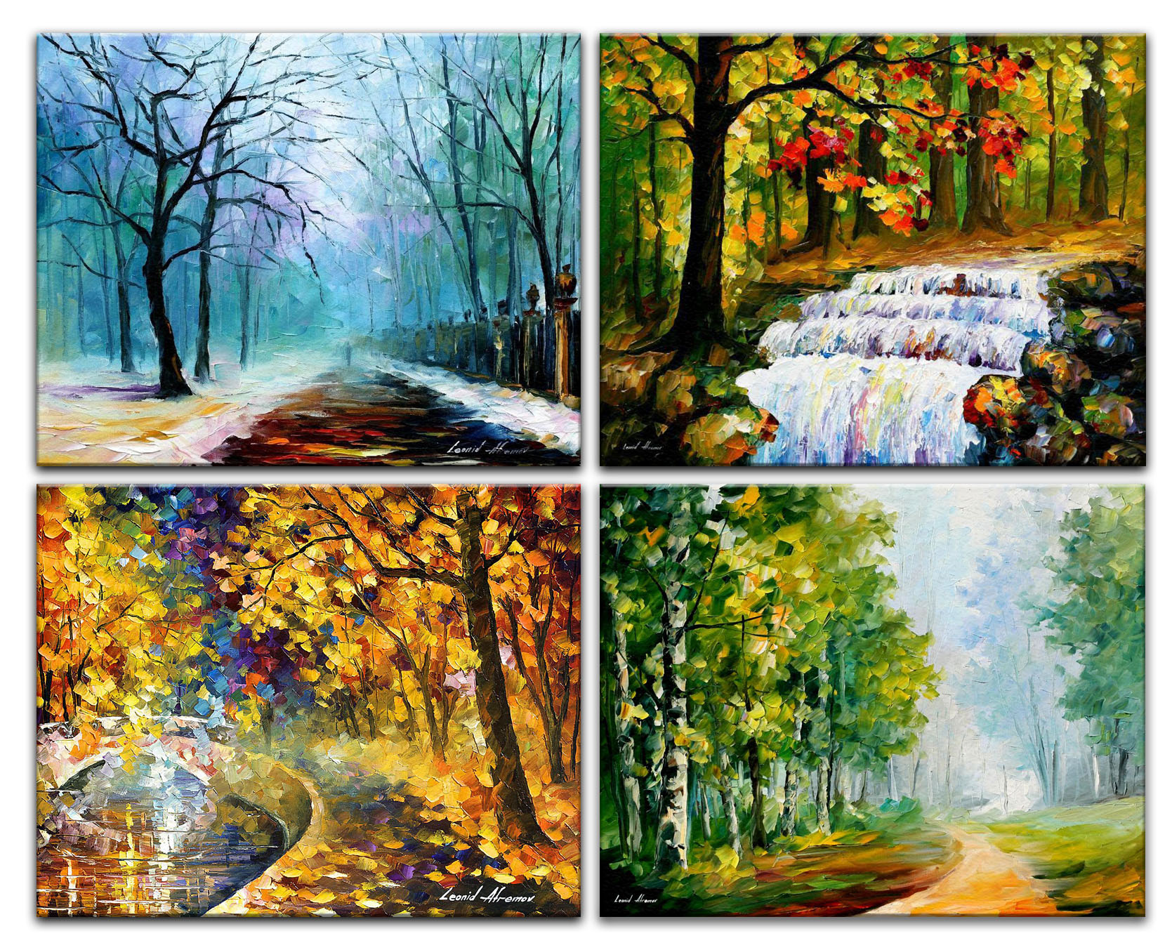 1669x1353 Four Seasons Palette Knife Oil Painting On Canvas By Leonid - 4 Seasons Painting