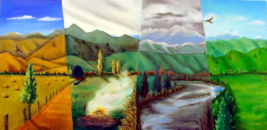 900x439 Four Seasons Wairarapa Nz Painting By Elissa Smith - 4 Seasons Painting