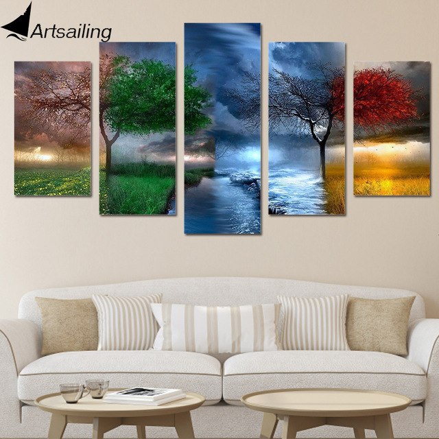 640x640 Hd Printed Fantasy Nature 4 Seasons Painting Canvas Print Room - 4 Seasons Painting