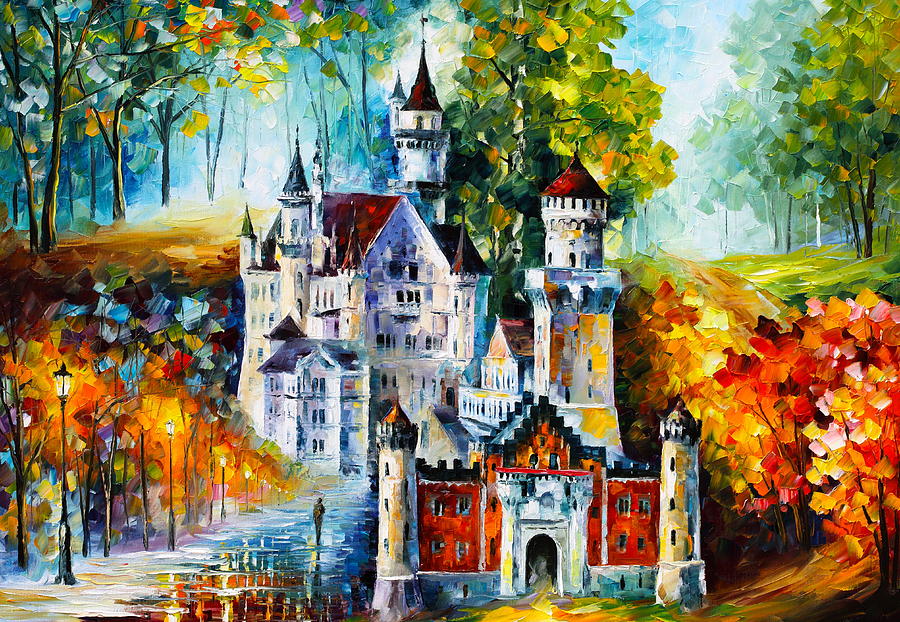 900x622 The Castle Of 4 Seasons Painting By Leonid Afremov - 4 Seasons Painting