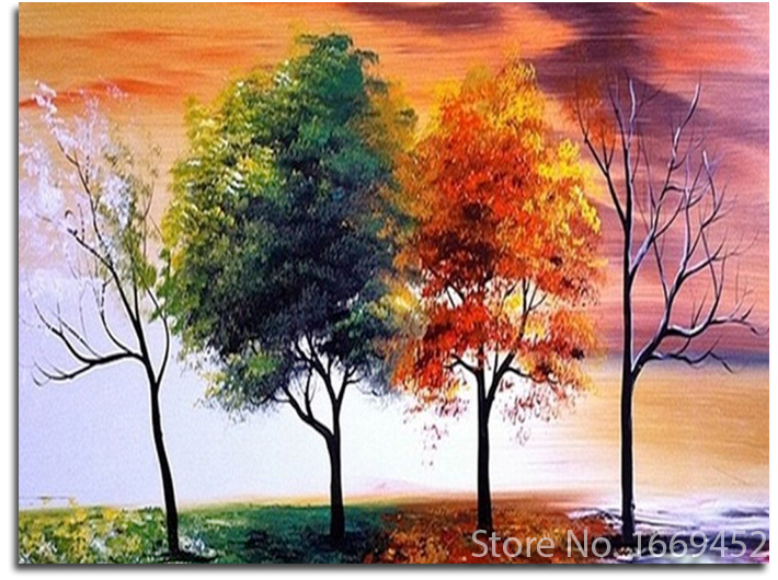 710x530 3d Diy Diamond Painting Landscape Four Seasons Tree Home - 4 Seasons Tree Painting
