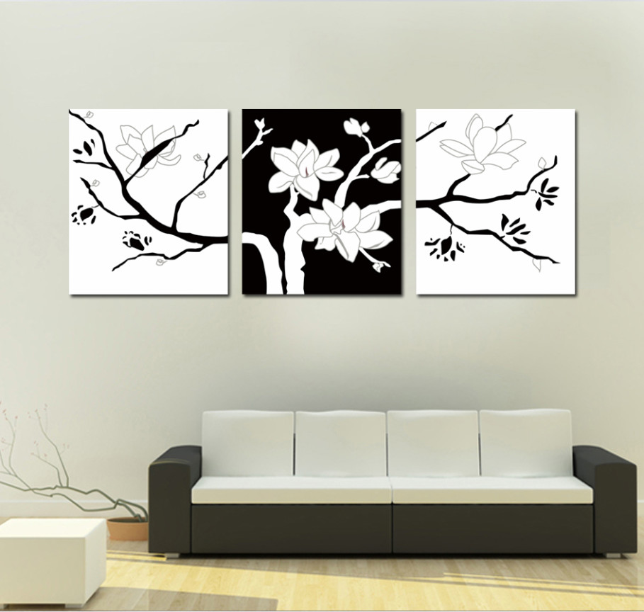 909x864 Contemporary Couch Used Two Type Color Under Triple Canvas As Cool - 4 Square Canvas Painting
