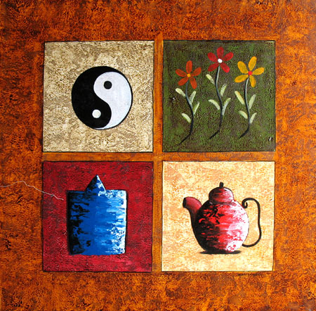 450x442 Bali Painting Decorative Paintings - 4 Square Canvas Painting