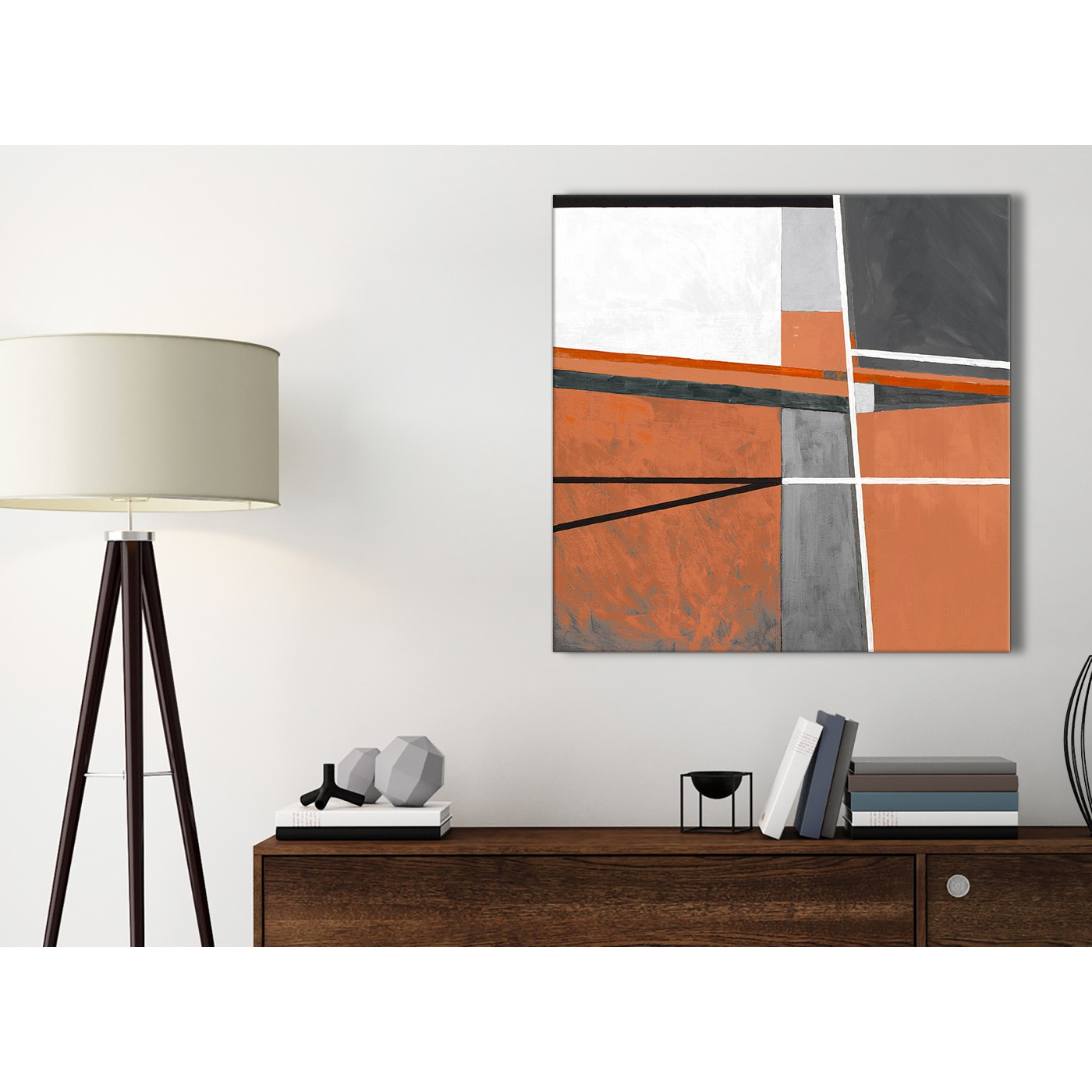 1400x1400 Burnt Orange Grey Painting Bathroom Canvas Pictures Accessories - 4 Square Canvas Painting