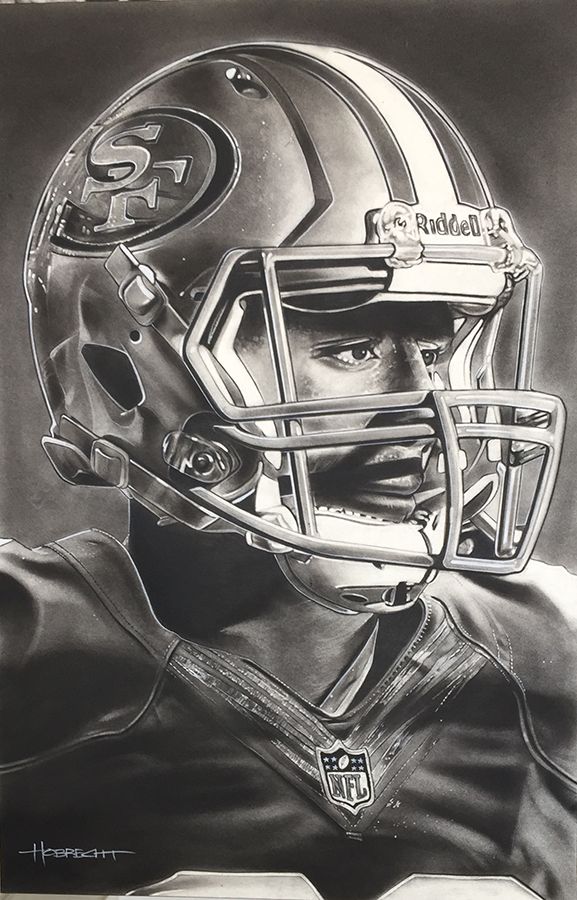 577x900 San Francisco 49ers Helmet Artwork By Dave Hobrecht - 49ers Painting