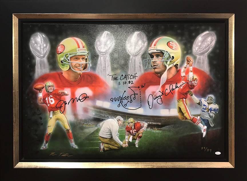 864x634 San Francisco 49ers Joe Montana Dwight Clark Signed Painting - 49ers Painting