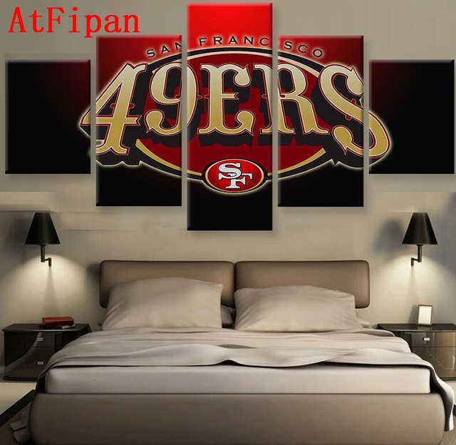 640x624 Atfipan 5 Pieces Sf 49ers Fans Poster Canvas Painting Wall Art - 49ers Painting