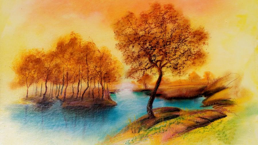 900x506 Autumn Landscape Painting 4k Wallpapers - 4k Painting