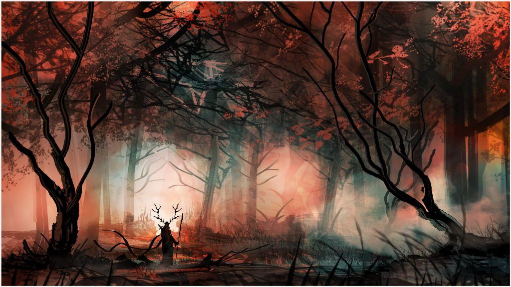 1024x576 Fantasy Painting Of Fantasy Forest 4k Wallpaper Fantasy Painting - 4k Painting