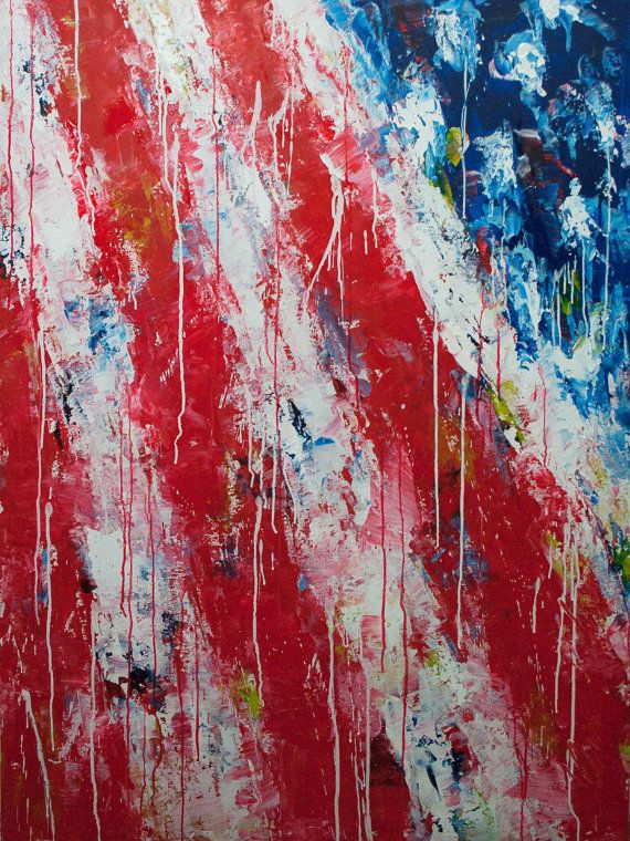 570x760 Extra Large Abstract Painting 4th Of July Large Painting Red Blue - 4th Of July Painting
