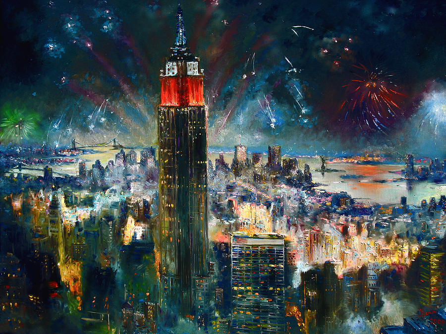 900x674 Nyc In Fourth Of July Independence Day Painting By Ylli Haruni - 4th Of July Painting