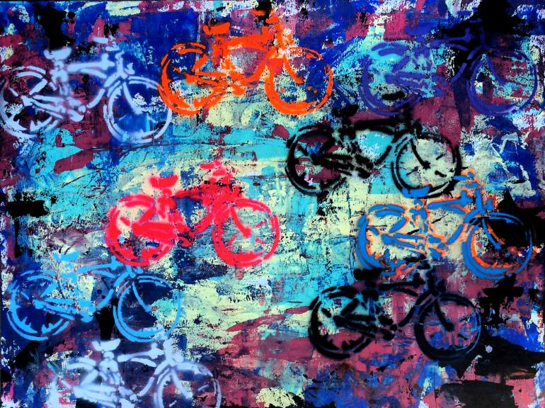 770x576 Saatchi Art Abstract Bicycle Pop Art - 4th Of July Painting