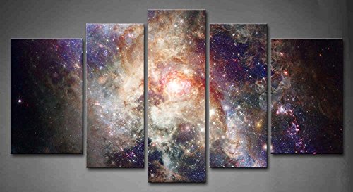 500x273 5 Panel Wall Art Star Field In Space And A Nebulae - 5 Painting
