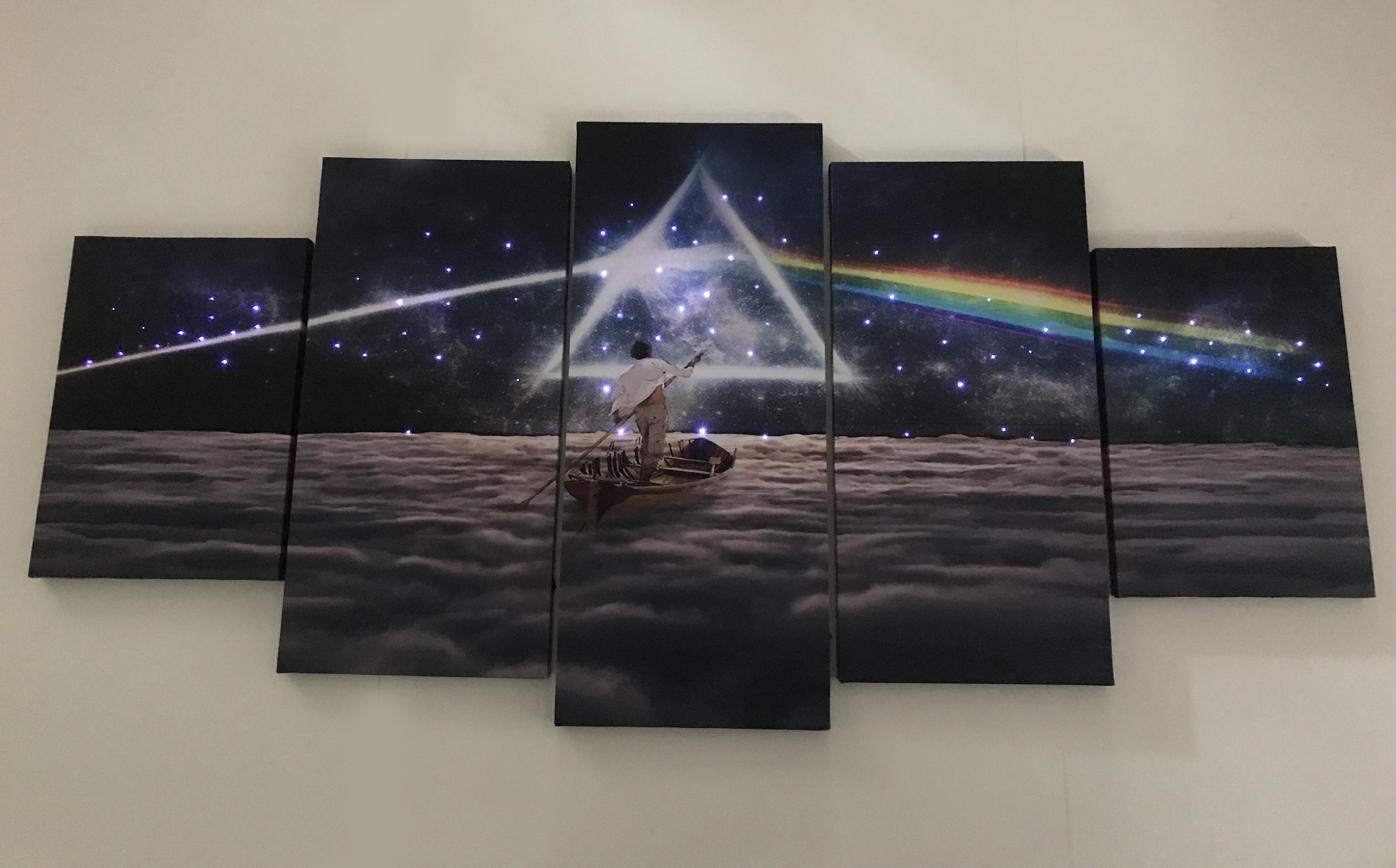4032x2508 Led Painting Pink Floyd 5 Piece Canvas Chimpshirt - 5 Painting
