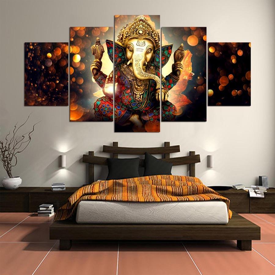 900x900 Abstract Lord Ganesha Paintings, Art On Canvas Hd Prints 5 Pieces - 5 Painting