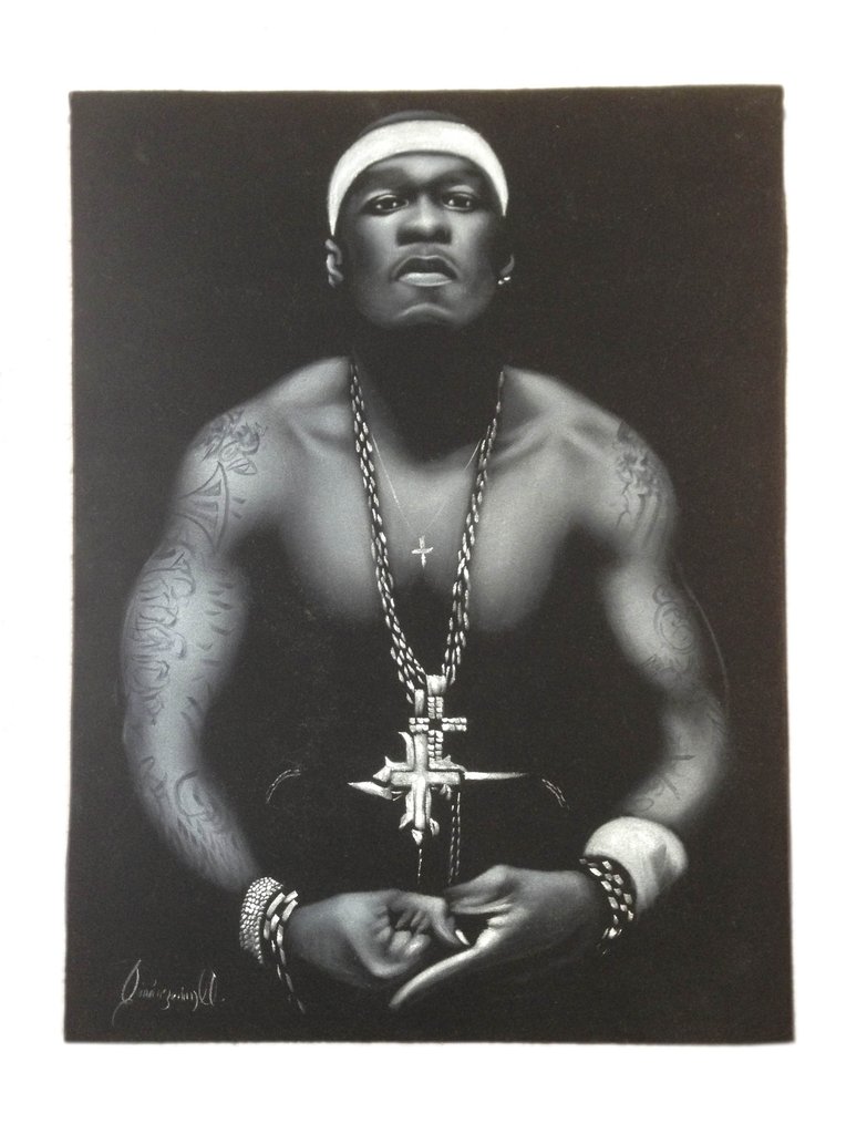 783x1024 50 Cent 18 X 24 Original Painting Ray Young Chu The Yummies - 50 Cent Painting