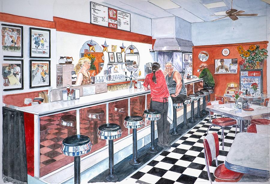 900x615 Interior Soda Fountain Painting By Anthony Butera - 50s Painting