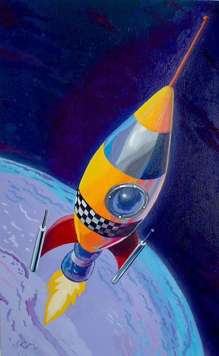 430x700 Rocket From 50s Painting By Carlos Monteiro - 50s Painting