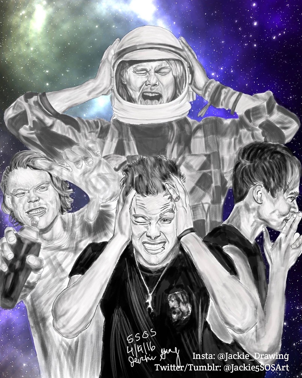1024x1280 5 Seconds Of Summer Digital Painting - 5sos Painting