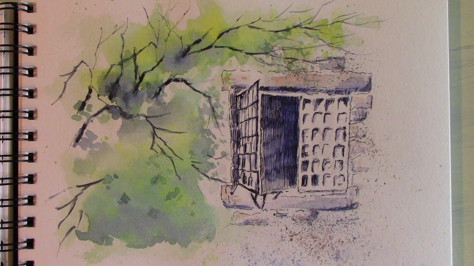 1920x1080 Line And Wash Watercolor Painting - 6 Painting