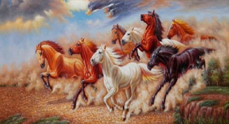 793x432 Running Horse Oil Painting On Canvas Hot Selling Modern Decoration - 7 Running Horses Painting