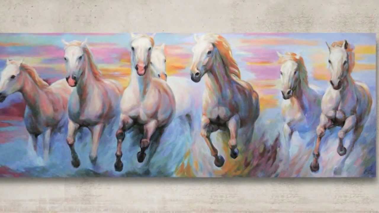 Unframed Running Horse Canvas Wall Art – Multi-Color Animal Poster Print, Home Decor