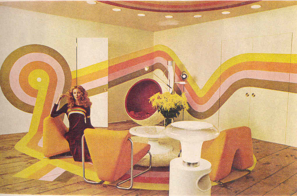 1021x674 Gold Country Girls Colorful 70's Interiors - 70s Painting