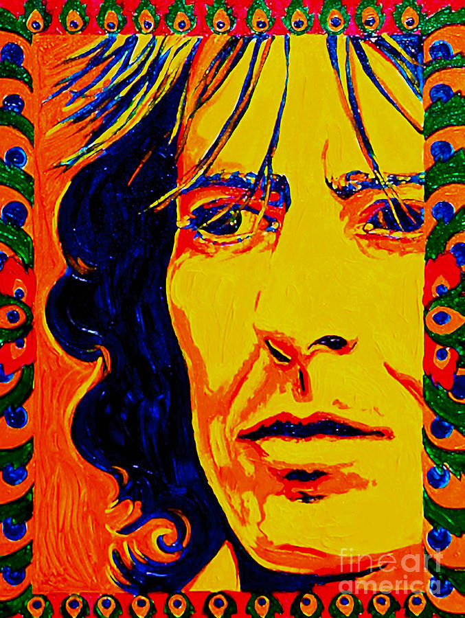 677x900 George Harrison Beatles 70's Painting By Margaret Juul - 70s Painting