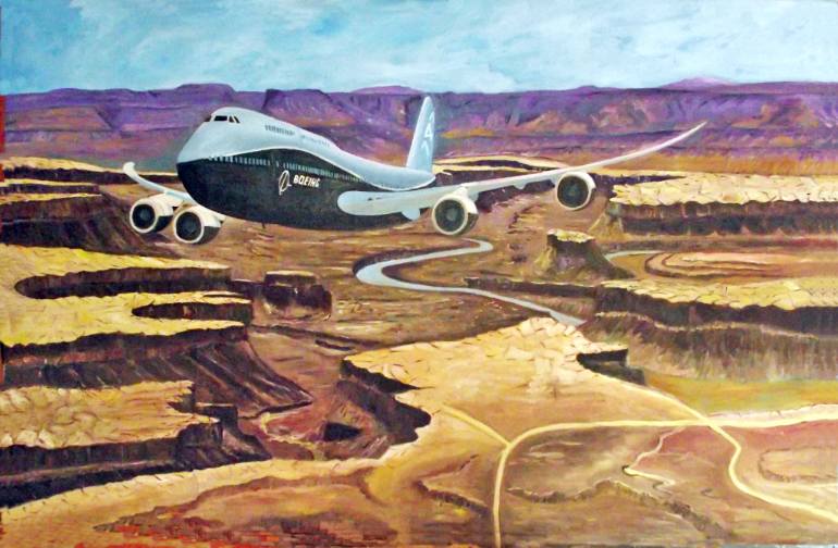 770x504 Saatchi Art Boeing 747 In Flight On The Grand Canion Utah - 747 Painting